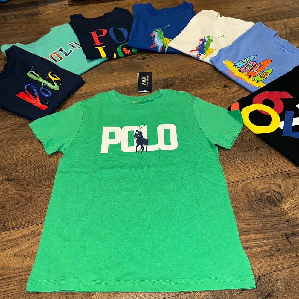 Polo by Ralph Lauren Vibrant Green Kids Tee with color changing logo NWT